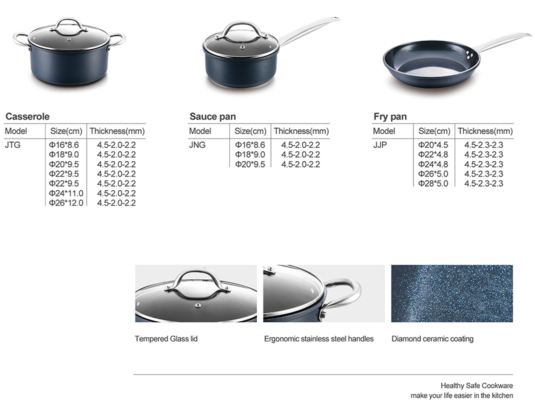 Ceramic Non-stick 8 Pcs Cookware Set